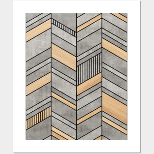 Abstract Chevron Pattern - Concrete and Wood Posters and Art